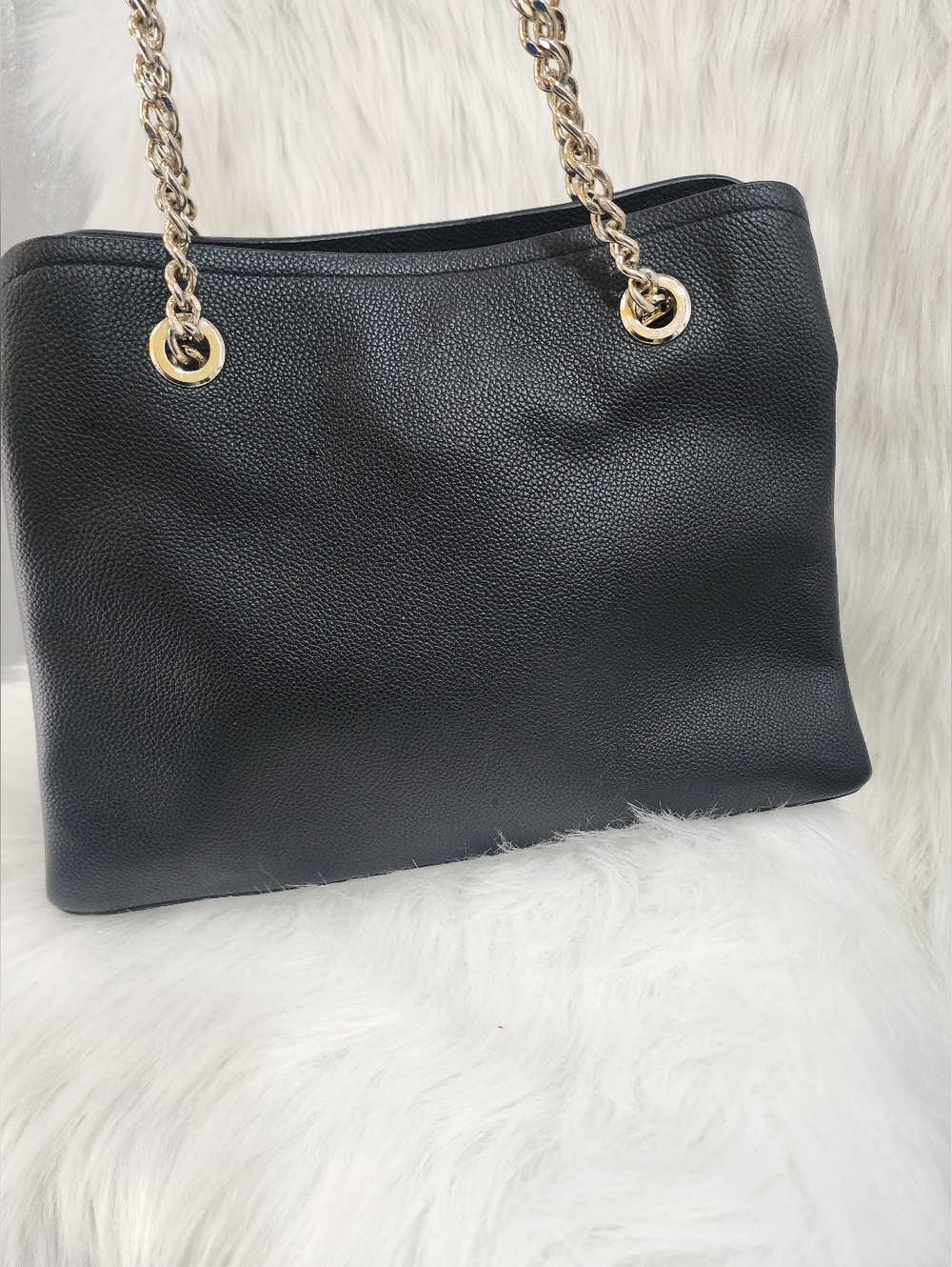 Kate Spade Black Leather Shoulder Bag w/ Half Metal Chain Straps "Jordyn" Bag - Picture 4 of 16